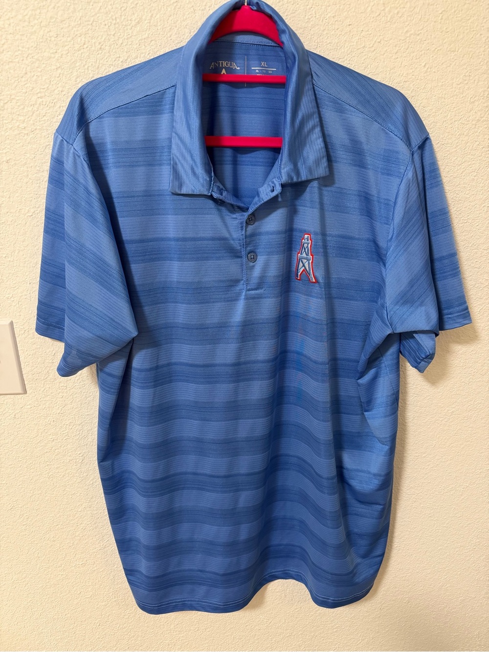 Antigua Houston Oilers Derrick Logo Polo Golf Shirt XL Blue Performance
